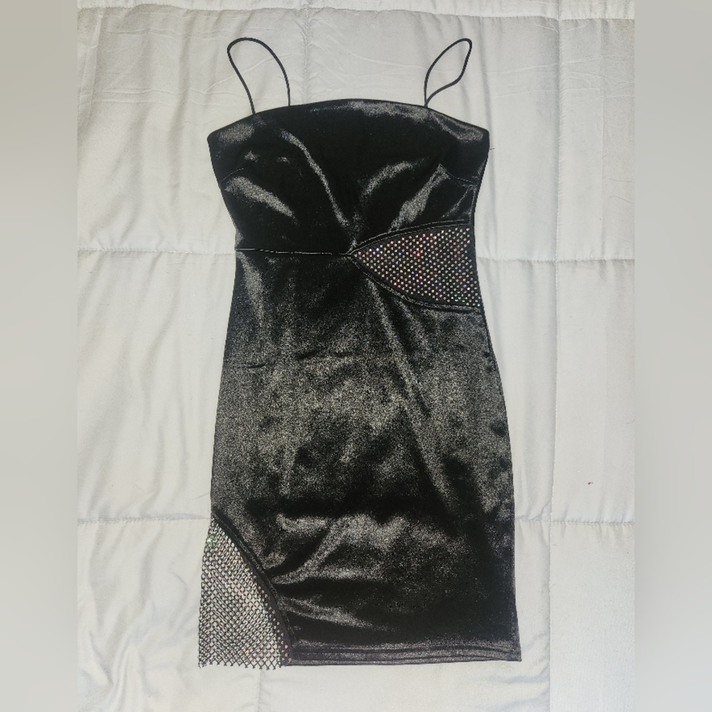 Windsor Black Mini Dress with Rhinestones Small EUC